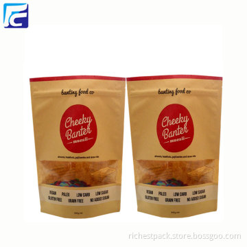 Food grade kraft paper bag with zip lock